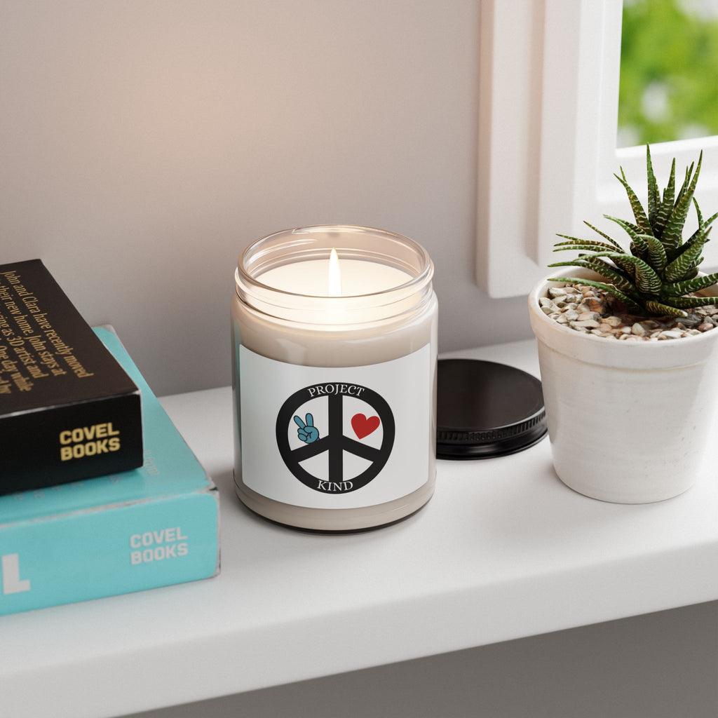 Project Kind Peace Sign Soy Candle — 9oz Scented Jar (Peace & Love)