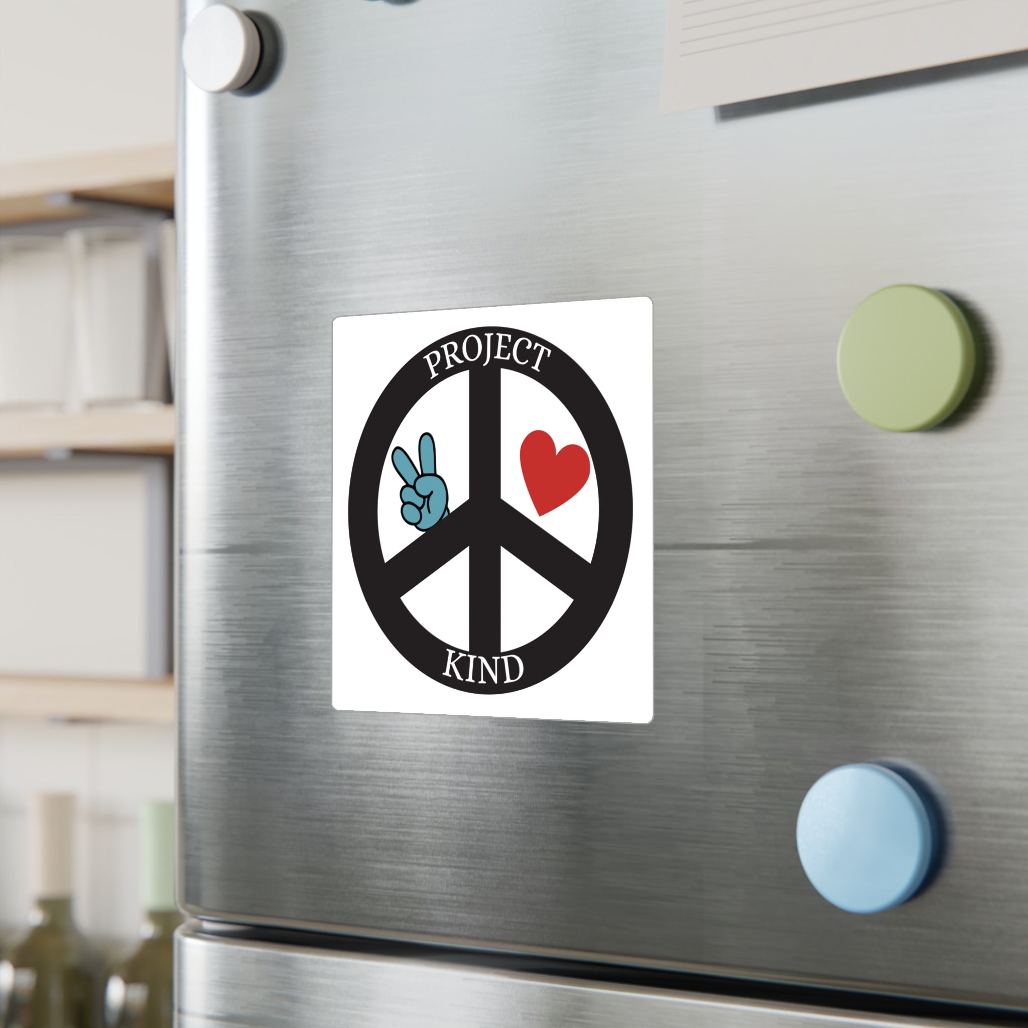 Project Kind Peace Sign Vinyl Sticker — Kiss-Cut Decal with Heart & Peace Hand