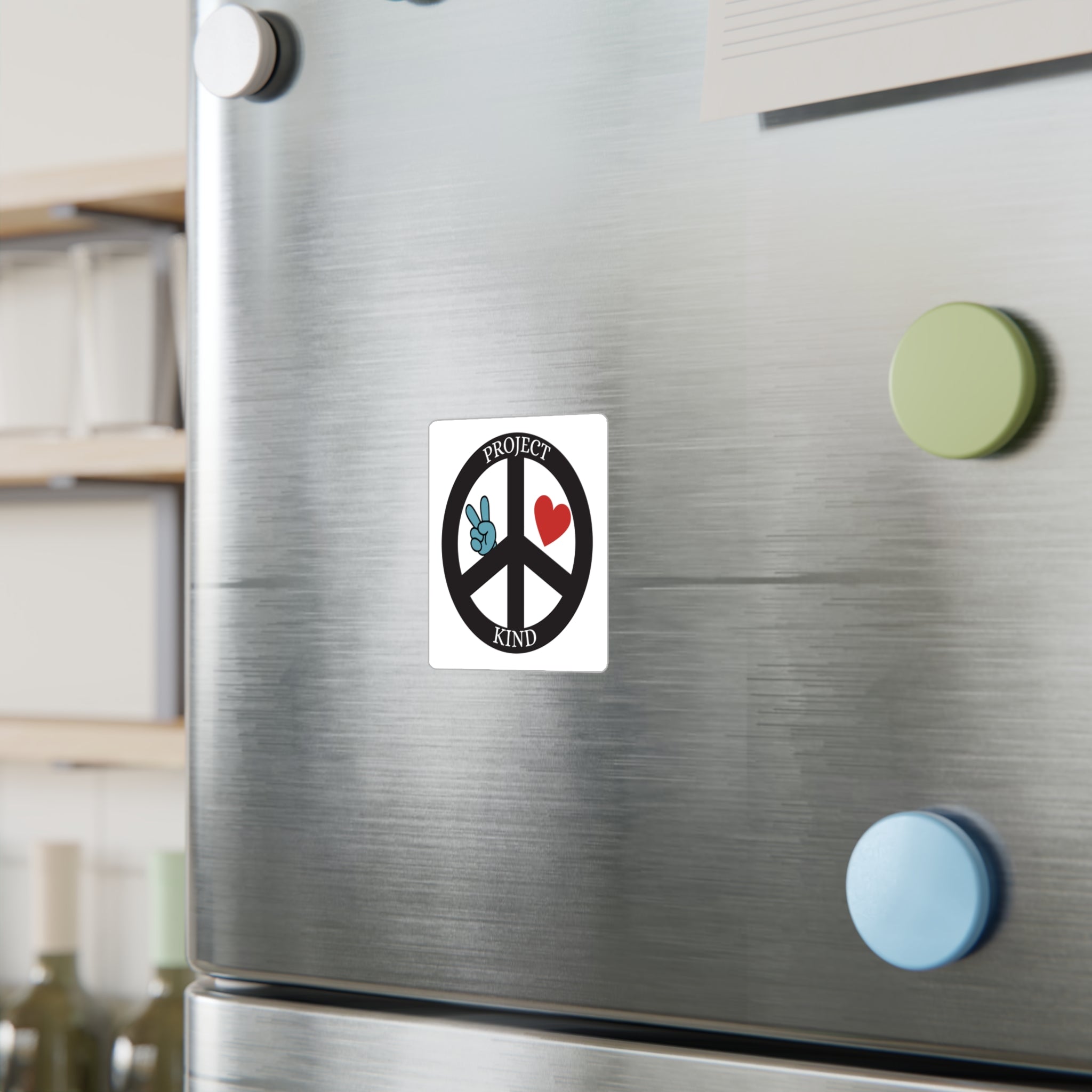 Project Kind Peace Sign Vinyl Sticker — Kiss-Cut Decal with Heart & Peace Hand