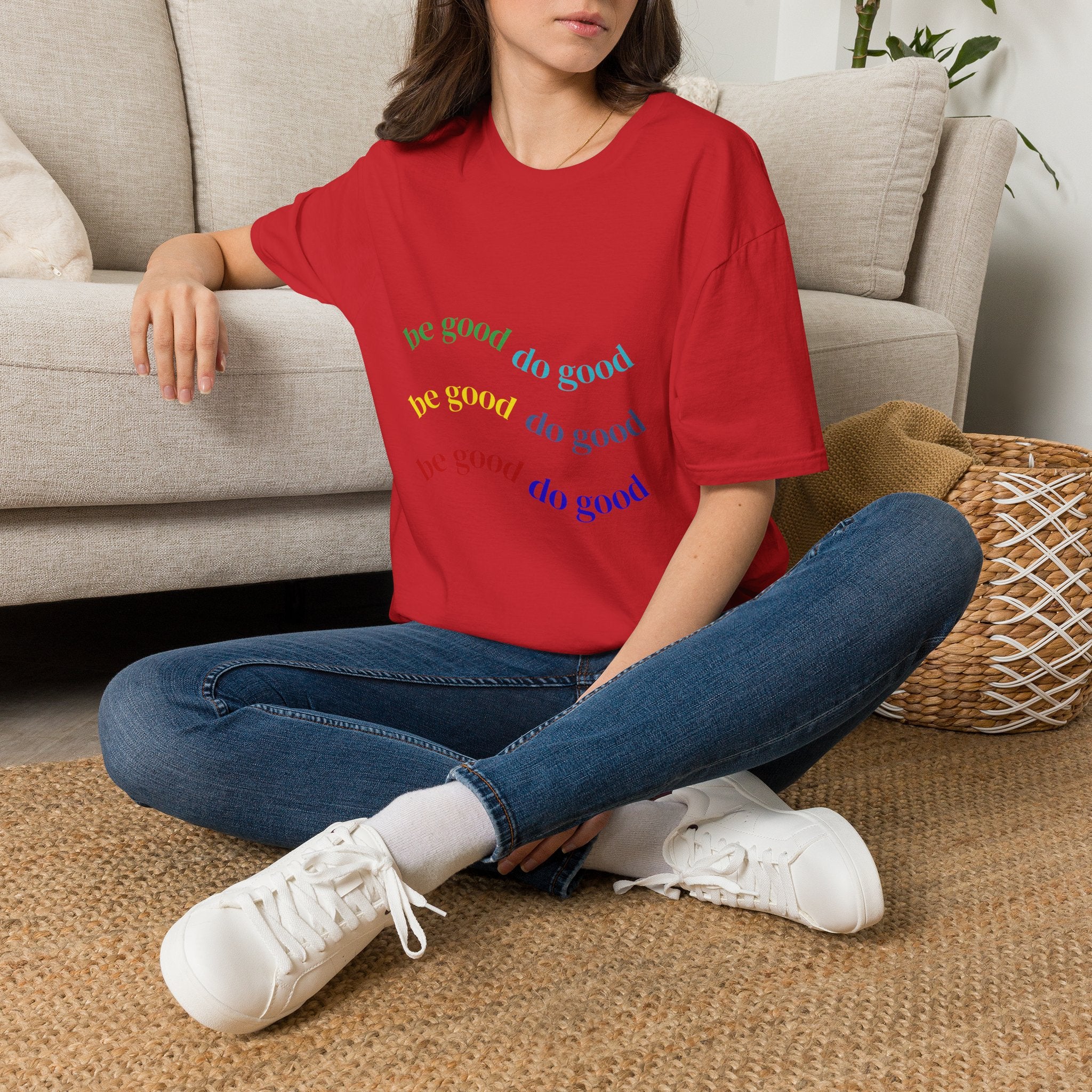 Be Good Do Good Rainbow Tee — Positive Message Graphic T-Shirt