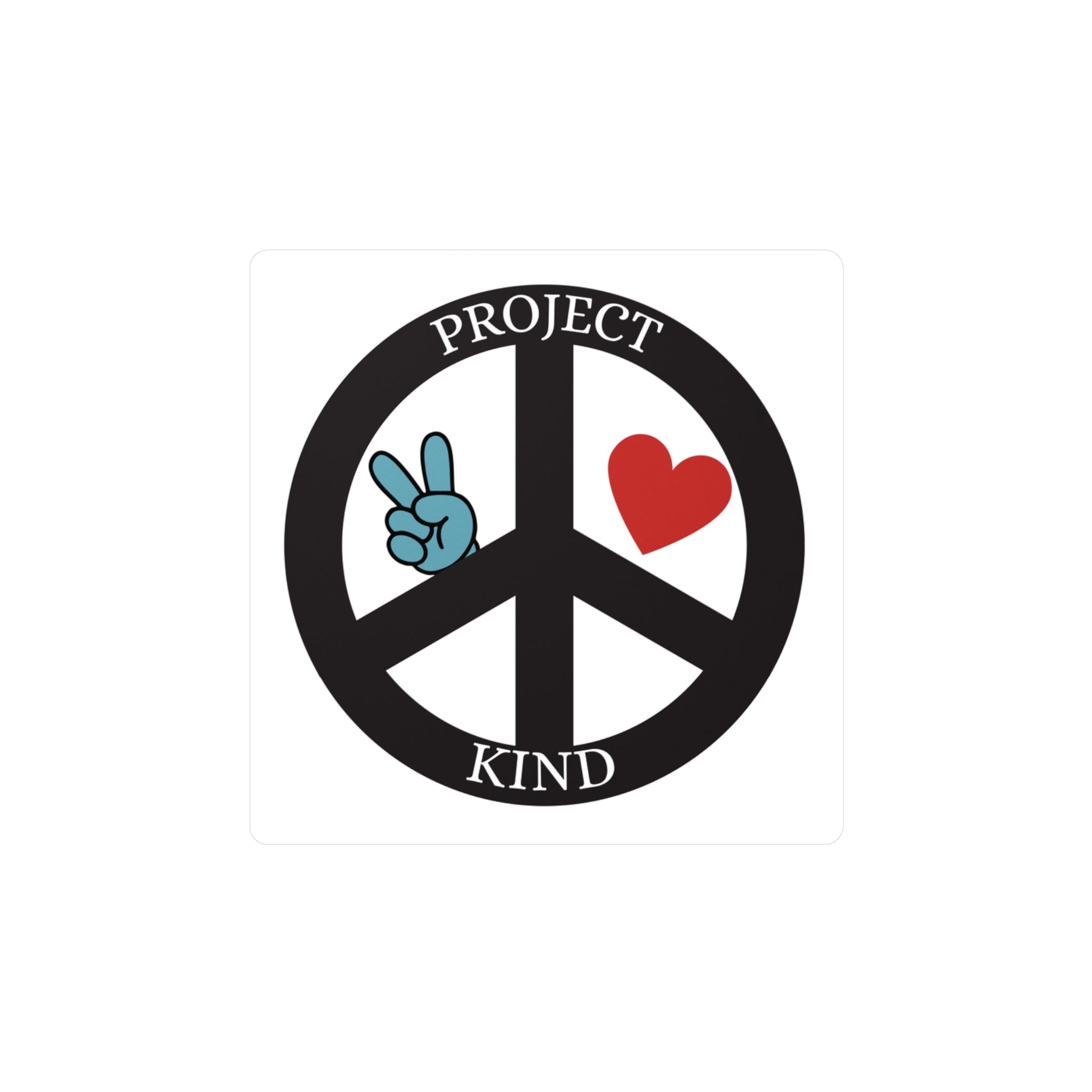 Project Kind Peace Sign Vinyl Sticker — Kiss-Cut Decal with Heart & Peace Hand