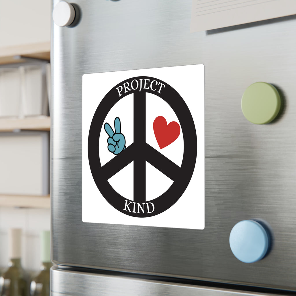 Project Kind Peace Sign Vinyl Sticker — Kiss-Cut Decal with Heart & Peace Hand
