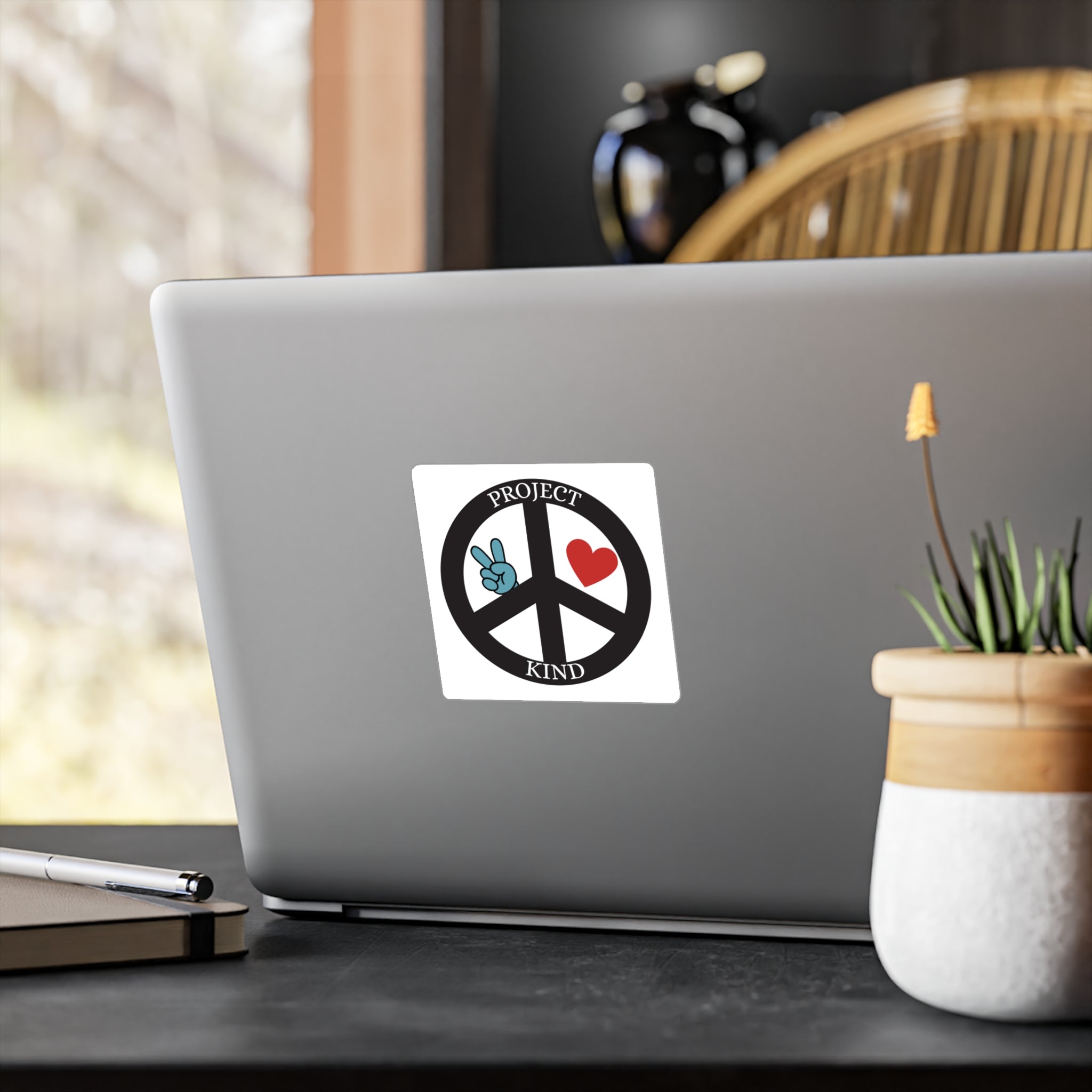 Project Kind Peace Sign Vinyl Sticker — Kiss-Cut Decal with Heart & Peace Hand
