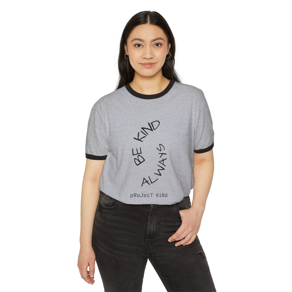 Be Kind Always Ringer T-Shirt — Project Kind Peace Sign Tee