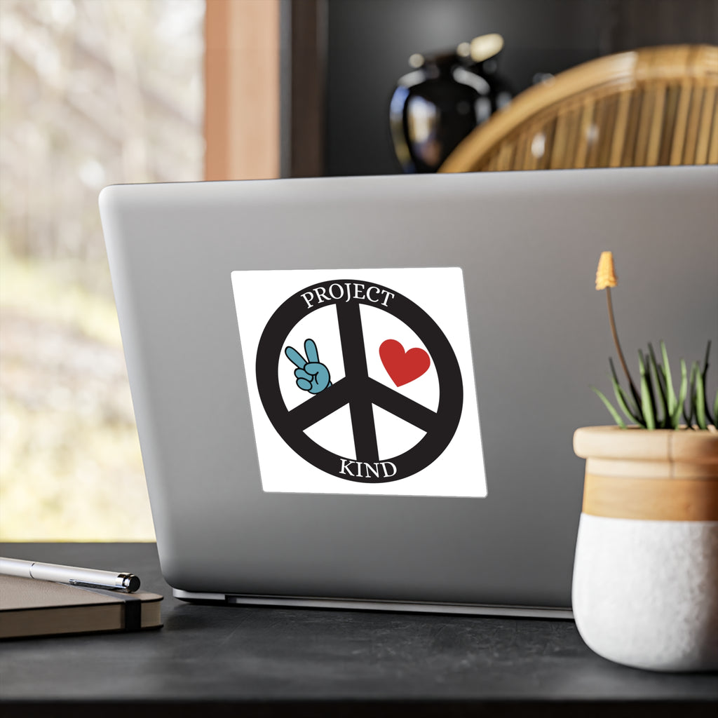 Project Kind Peace Sign Vinyl Sticker — Kiss-Cut Decal with Heart & Peace Hand