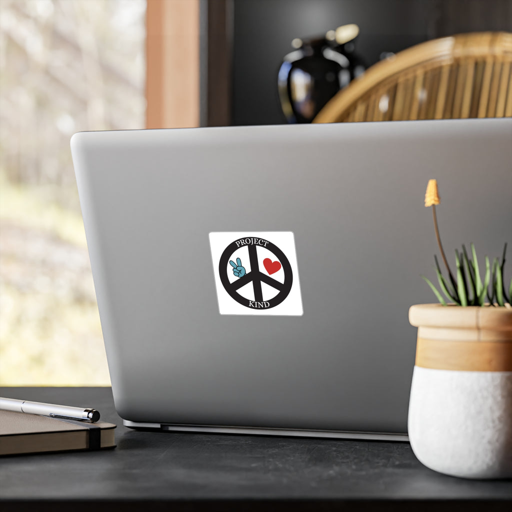 Project Kind Peace Sign Vinyl Sticker — Kiss-Cut Decal with Heart & Peace Hand