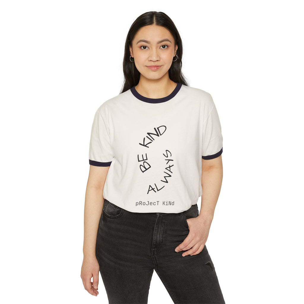 Be Kind Always Ringer T-Shirt — Project Kind Peace Sign Tee
