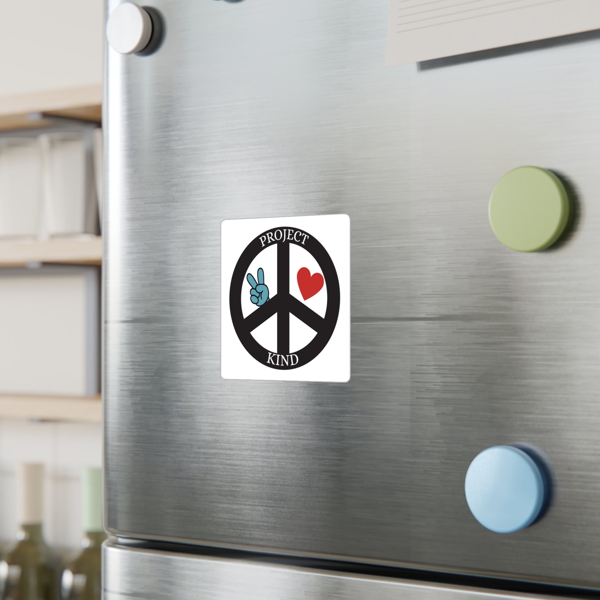 Project Kind Peace Sign Vinyl Sticker — Kiss-Cut Decal with Heart & Peace Hand