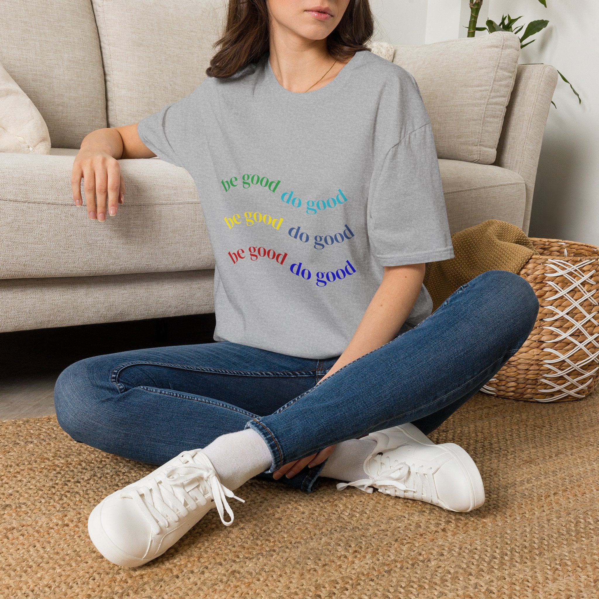 Be Good Do Good Rainbow Tee — Positive Message Graphic T-Shirt