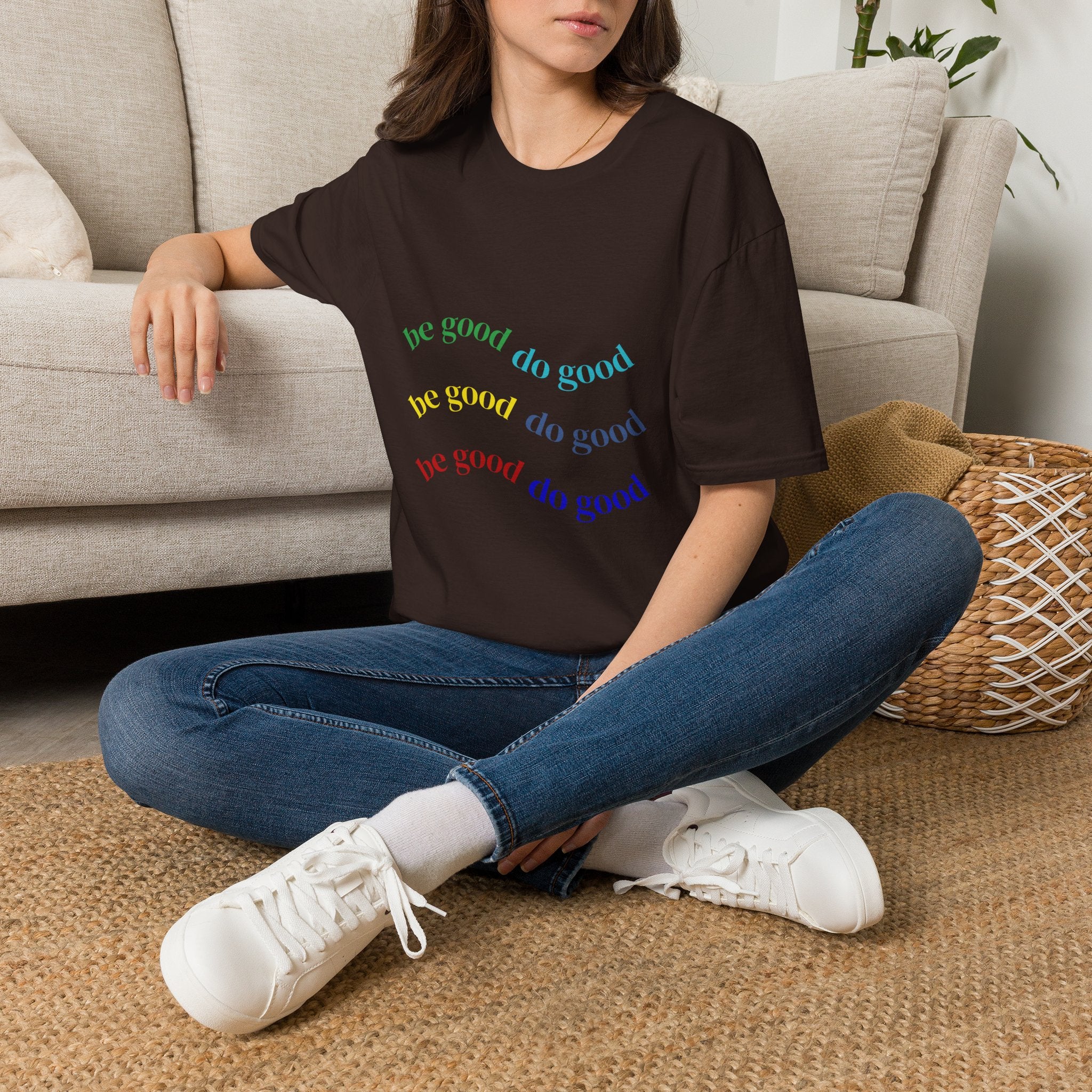 Be Good Do Good Rainbow Tee — Positive Message Graphic T-Shirt