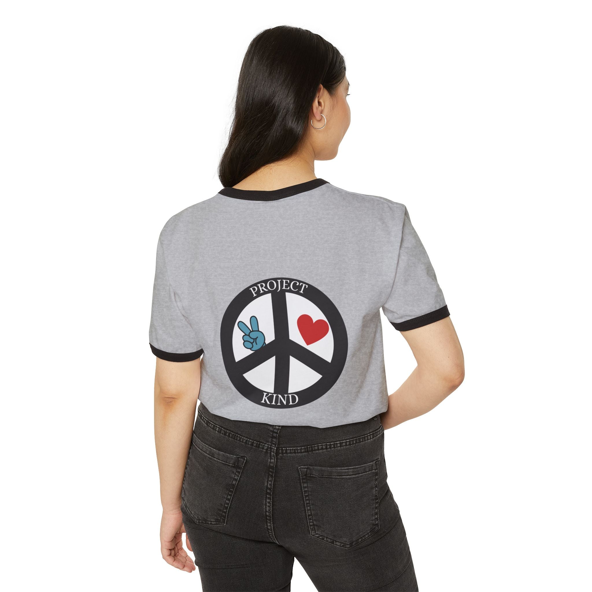 Be Kind Always Ringer T-Shirt — Project Kind Peace Sign Tee