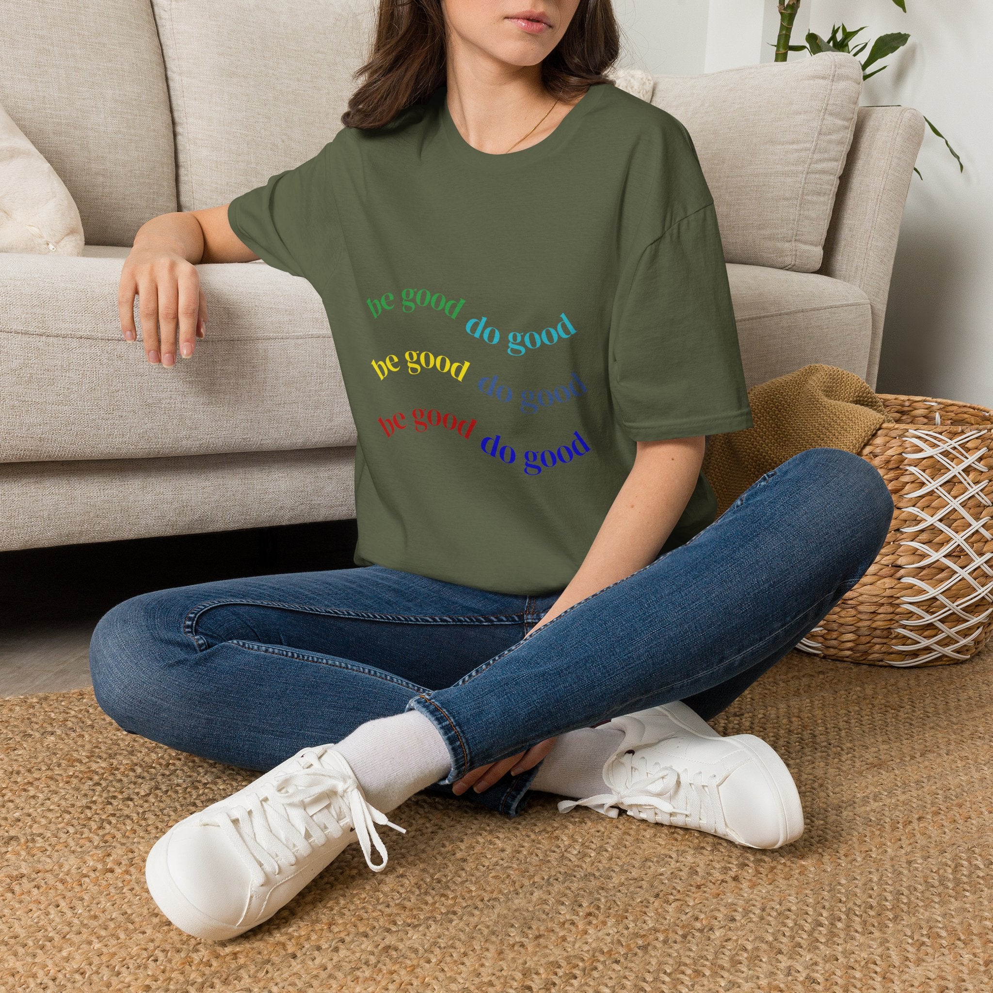 Be Good Do Good Rainbow Tee — Positive Message Graphic T-Shirt