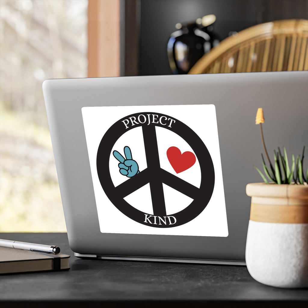 Project Kind Peace Sign Vinyl Sticker — Kiss-Cut Decal with Heart & Peace Hand