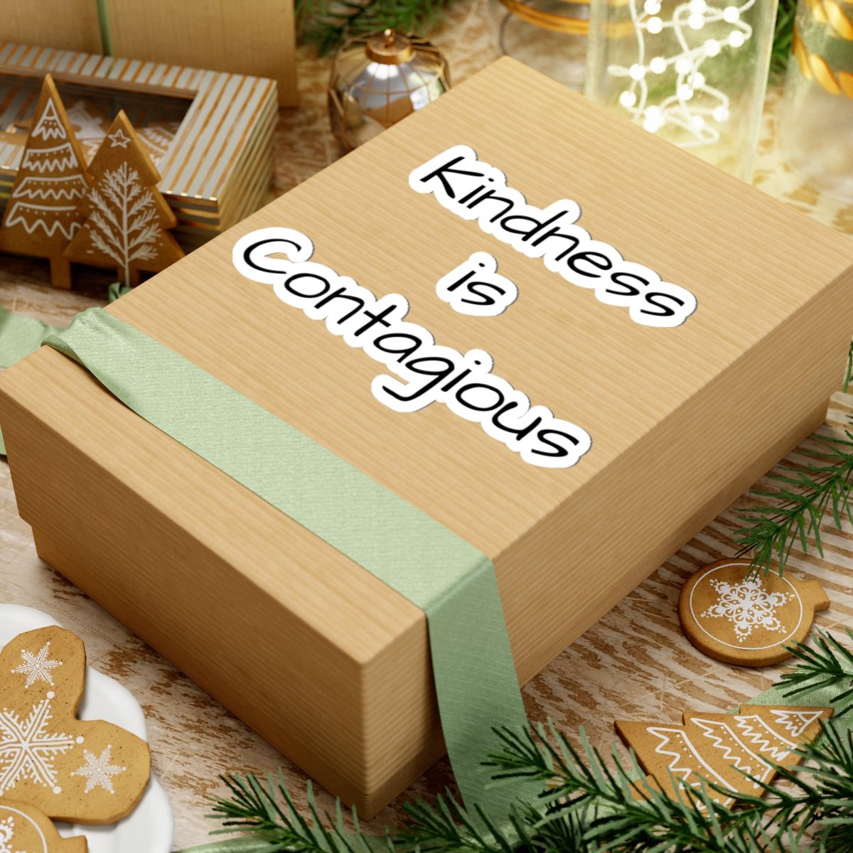 Kindness Is Contagious Kiss-Cut Sticker — Positive Message Laptop Decal