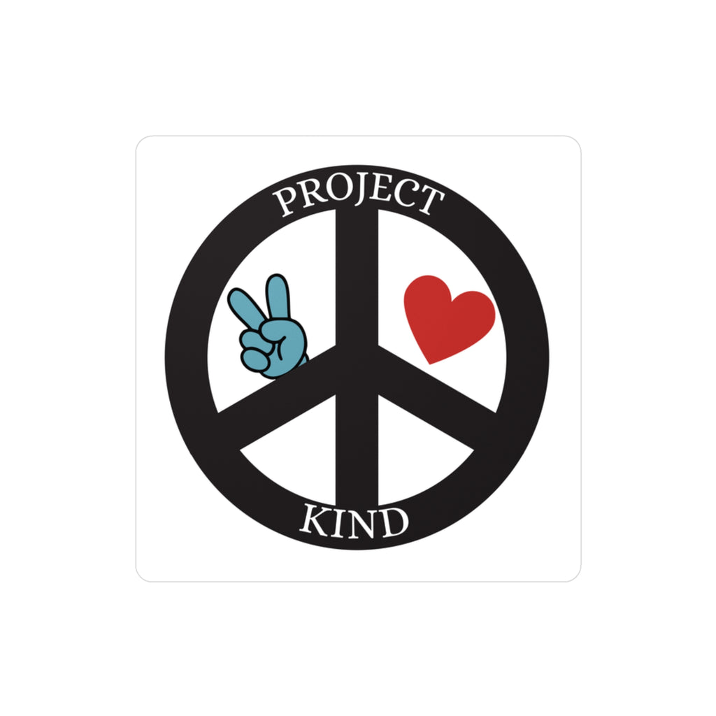 Project Kind Peace Sign Vinyl Sticker — Kiss-Cut Decal with Heart & Peace Hand